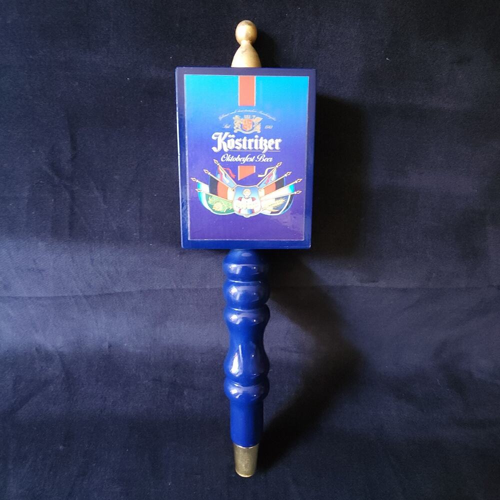 Rare Kostritzer Oktoberfest Beer Tap Keg Bar Handle Blue Wood Man Cave Wooden